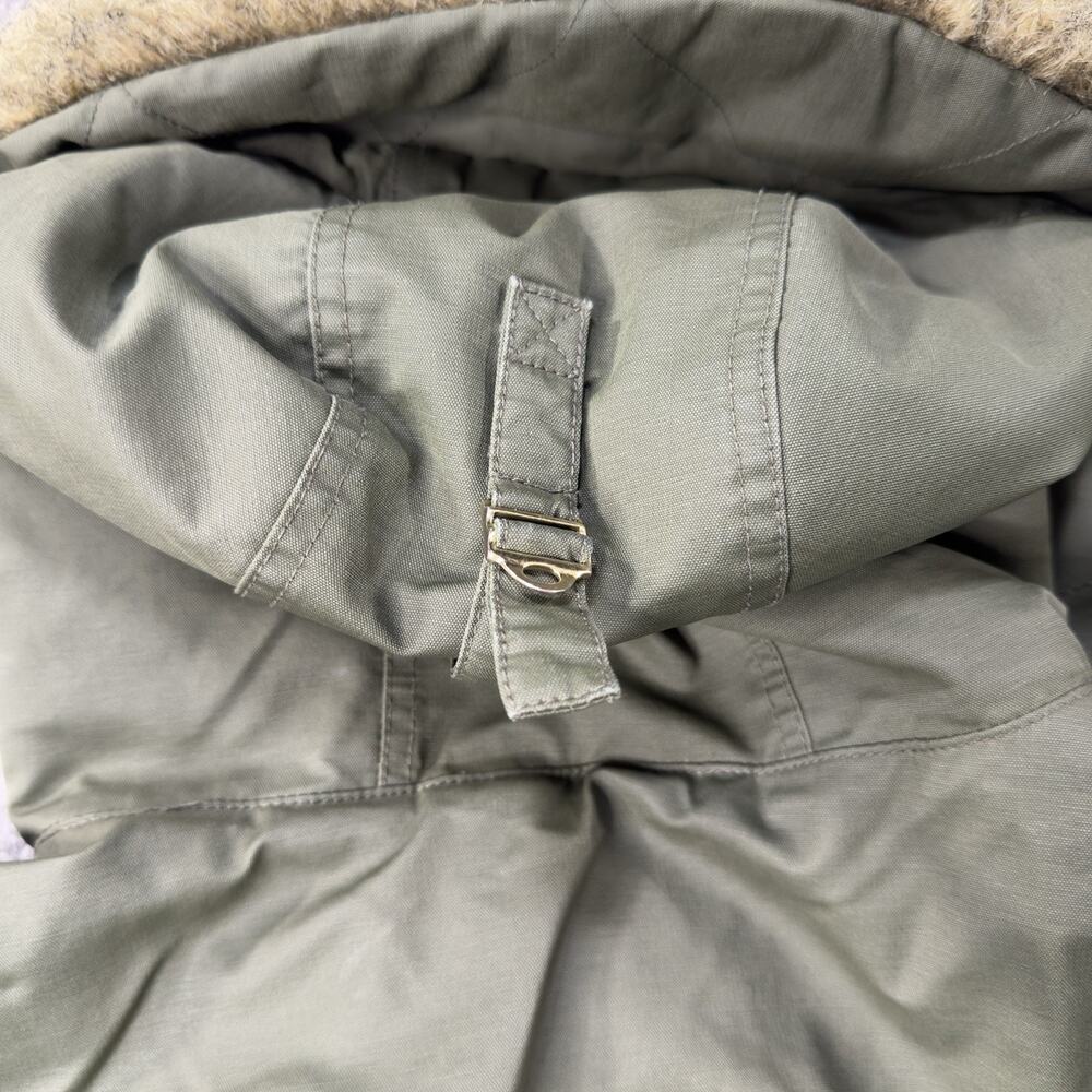 JCrew Perfect Winter Parka Olive Quilted Lined Faux Fur Hood Coat‎ Womens *L - Picture 13 of 13